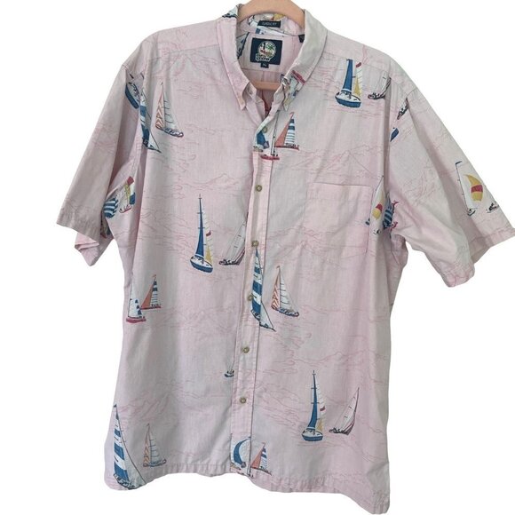 Reyn Spooner Mens Shirt Pink Size XL Button Front Sailboat Print Pure Cotton - Picture 1 of 11